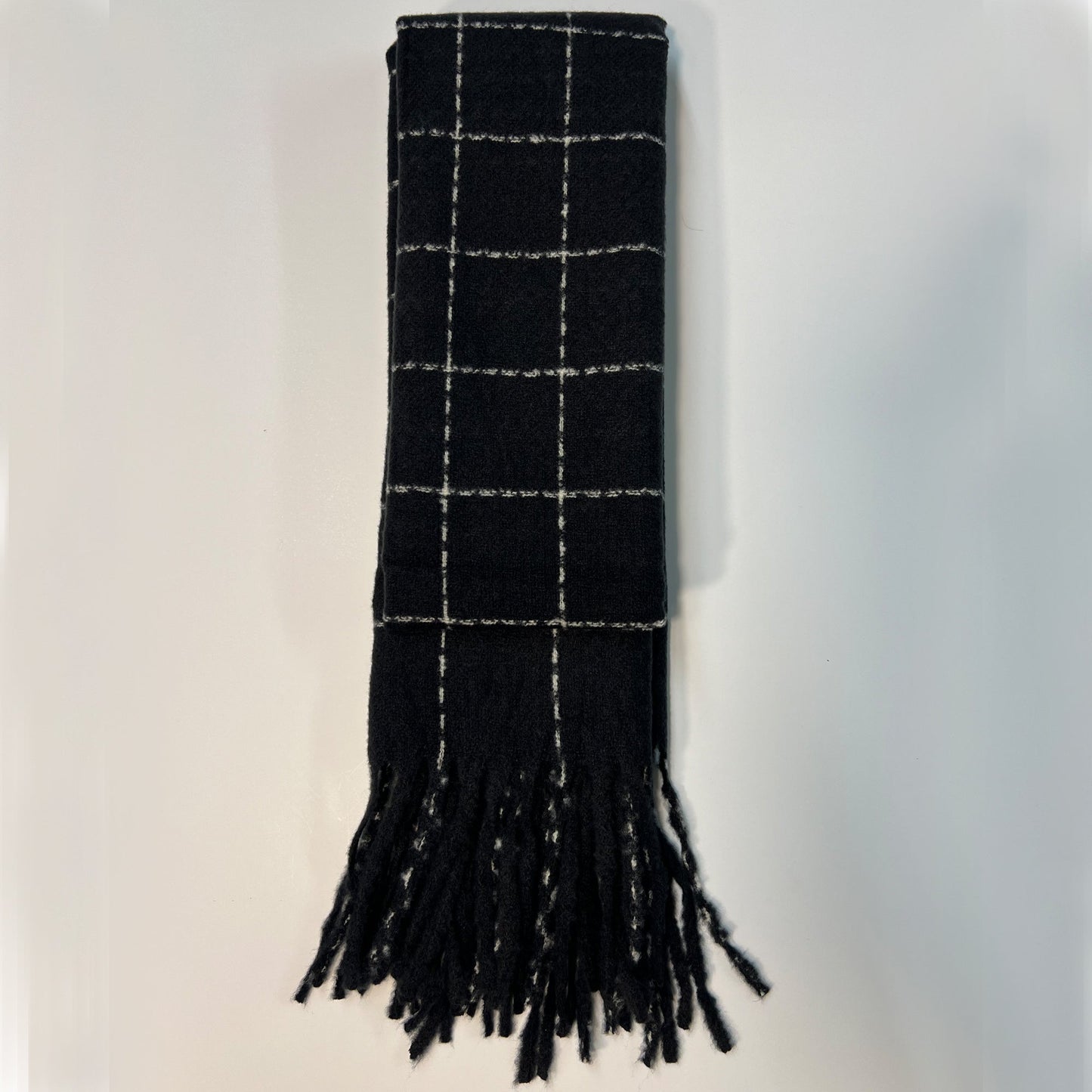 Black Plaid Scarf - Casual Fit Clothes
