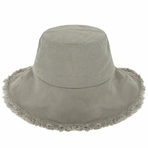 Wide Brim Frayed Bucket Hat - Casual Fit Clothes
