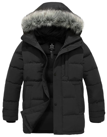 wantdo Mens Heavy Winter Coats Warm Waterproof Black Winter Jackets (Black Large)