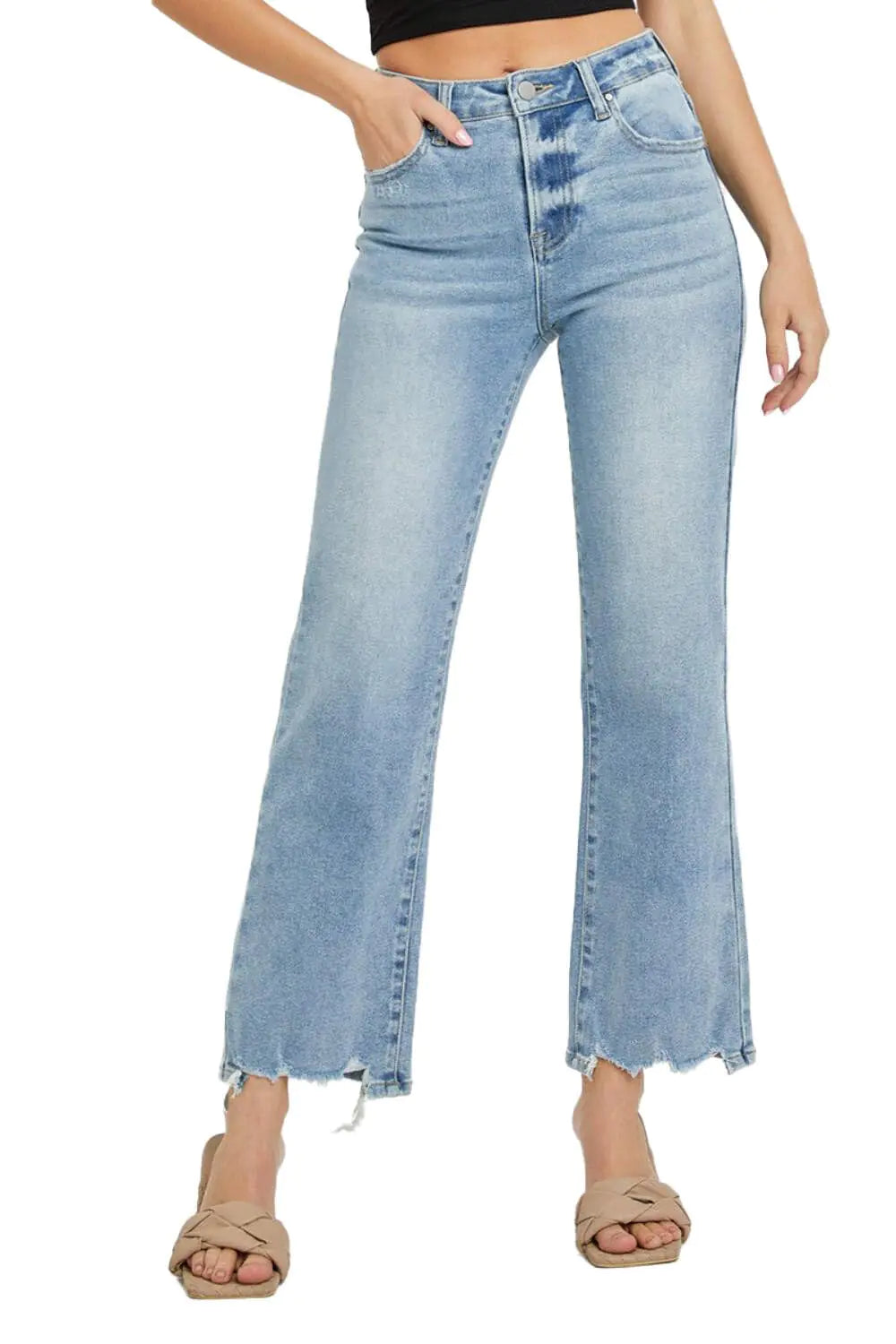 SALT TREE Risen Jeans - High Rise Relaxed Straight Jeans - RDP5459 Lightblue