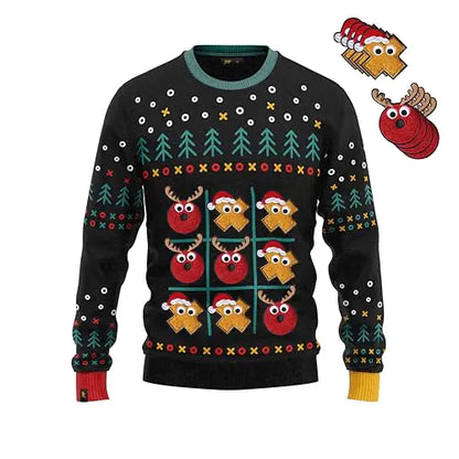 JAP Christmas Sweater - Funny Ugly Christmas Sweater for Women and Men - Tic Tac Toe - XL