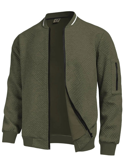 Hardaddy Mens Lightweight Jackets Bomber Jacket Textured Casual Varsity Jacket Coat Green 3XL