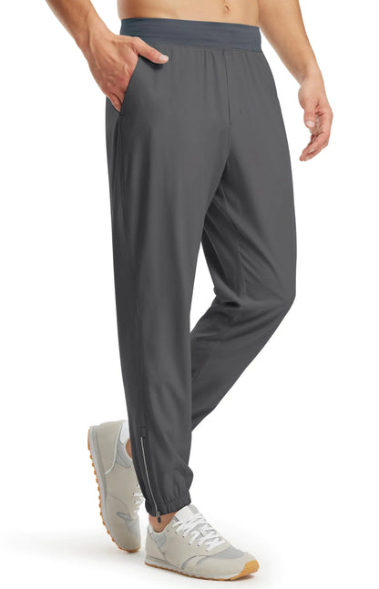 Libin Mens Joggers Pants Lightweight Running Pants Quick Dry Sweatpants Workout Athletic Hiking with Zipper Pockets Dark Grey S