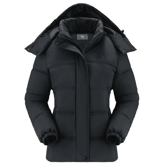 CAMEL CROWN Womens Puffer Jacket Winter Coat Warm Removable Hooded Jacket Waterproof Winter Coat Outerwear
