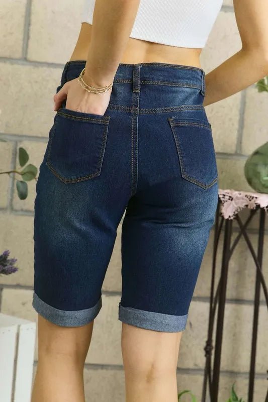 ADORA Distressed Denim Shorts with Pockets - Casual Fit Clothes