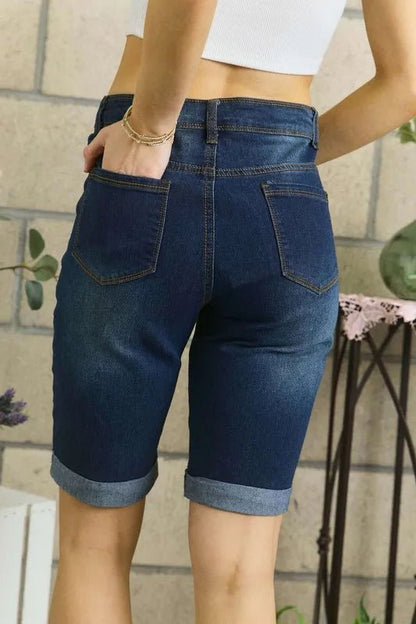 ADORA Distressed Denim Shorts with Pockets - Casual Fit Clothes