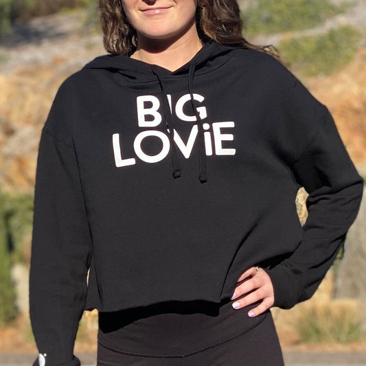 BIG LOViE HOODIE CROP SWEATSHIRT | BLACK - Casual Fit Clothes