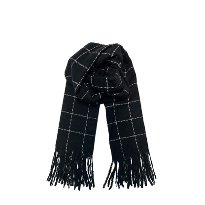 Black Plaid Scarf - Casual Fit Clothes