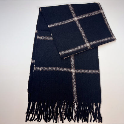 Black White Plaid Scarf - Casual Fit Clothes