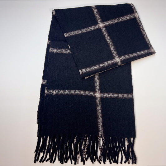 Black White Plaid Scarf - Casual Fit Clothes