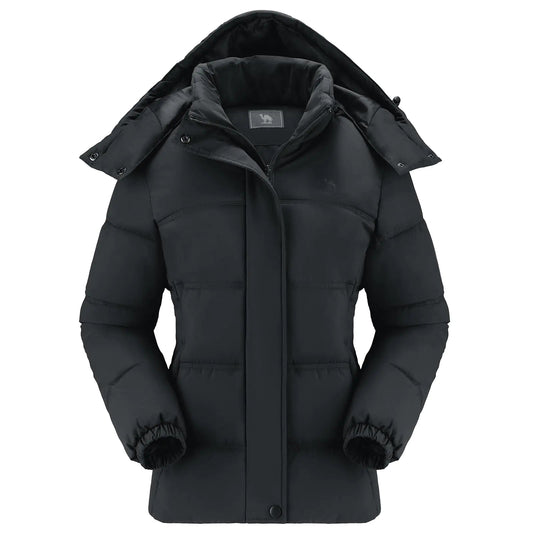 CAMEL CROWN Womens Puffer Jacket Winter Coat Warm Removable Hooded Jacket Waterproof Winter Coat Outerwear - Casual Fit Clothes