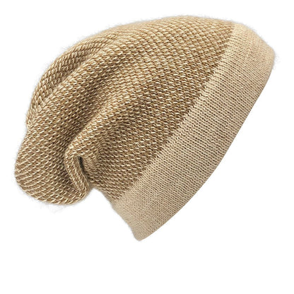 Camel Interwoven Alpaca Beanie - Casual Fit Clothes