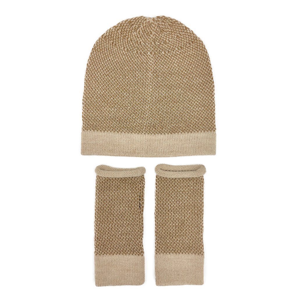 Camel Interwoven Alpaca Beanie - Casual Fit Clothes