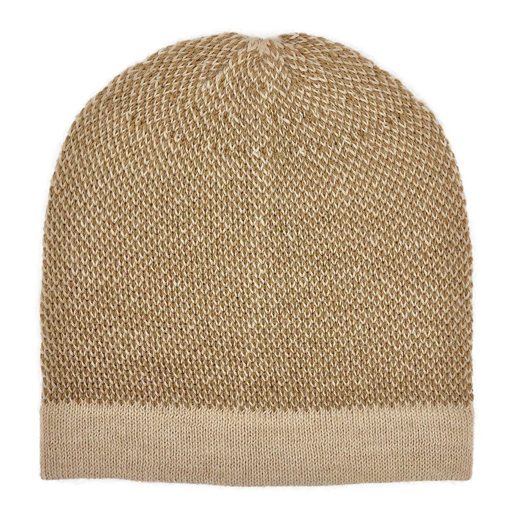 Camel Interwoven Alpaca Beanie - Casual Fit Clothes