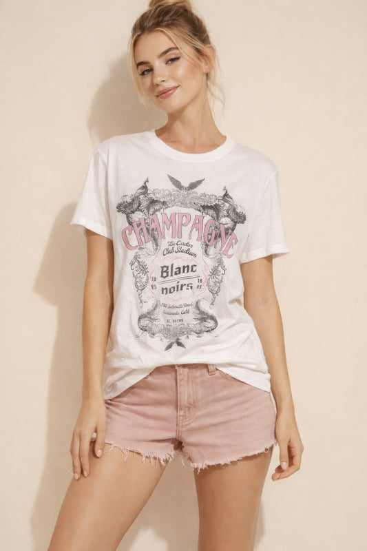Champagne Rosé Crest Classic Tee - Casual Fit Clothes
