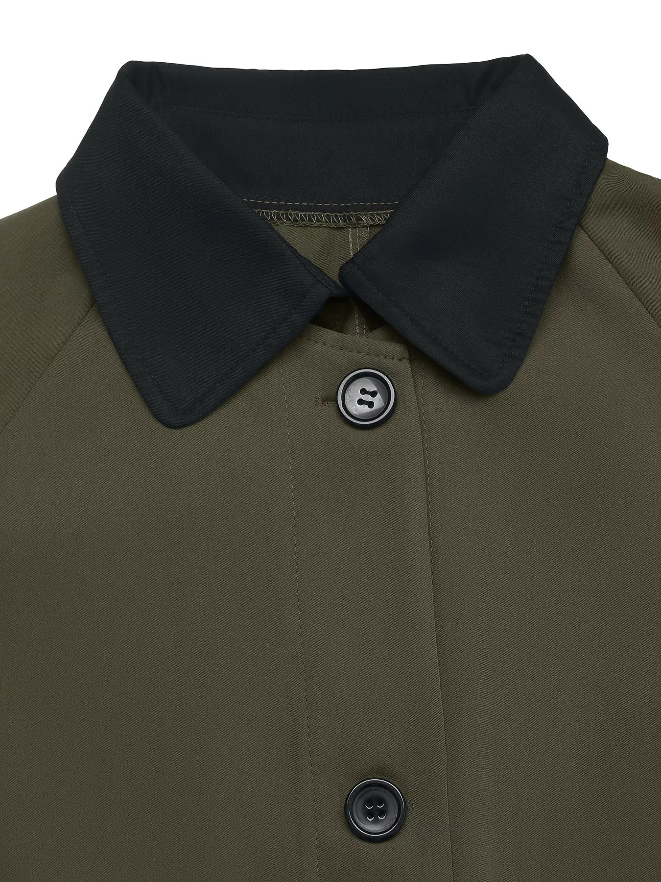 Contrast Collar Button Up Coat - Casual Fit Clothes