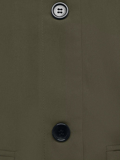 Contrast Collar Button Up Coat - Casual Fit Clothes