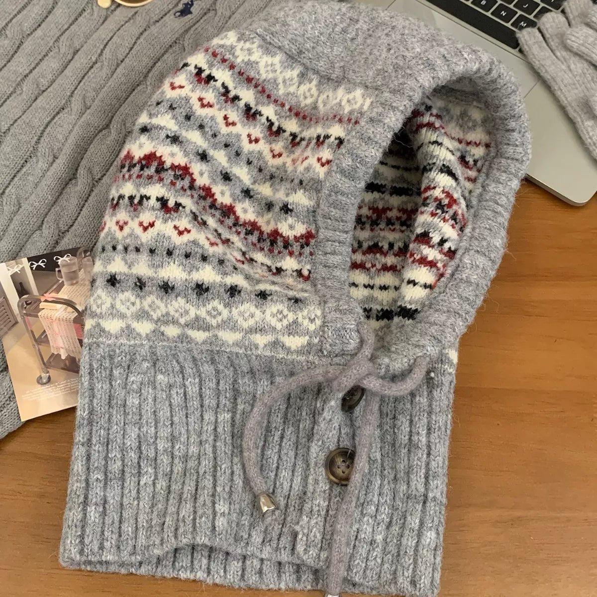 Drawstring Knitted Hat - Casual Fit Clothes