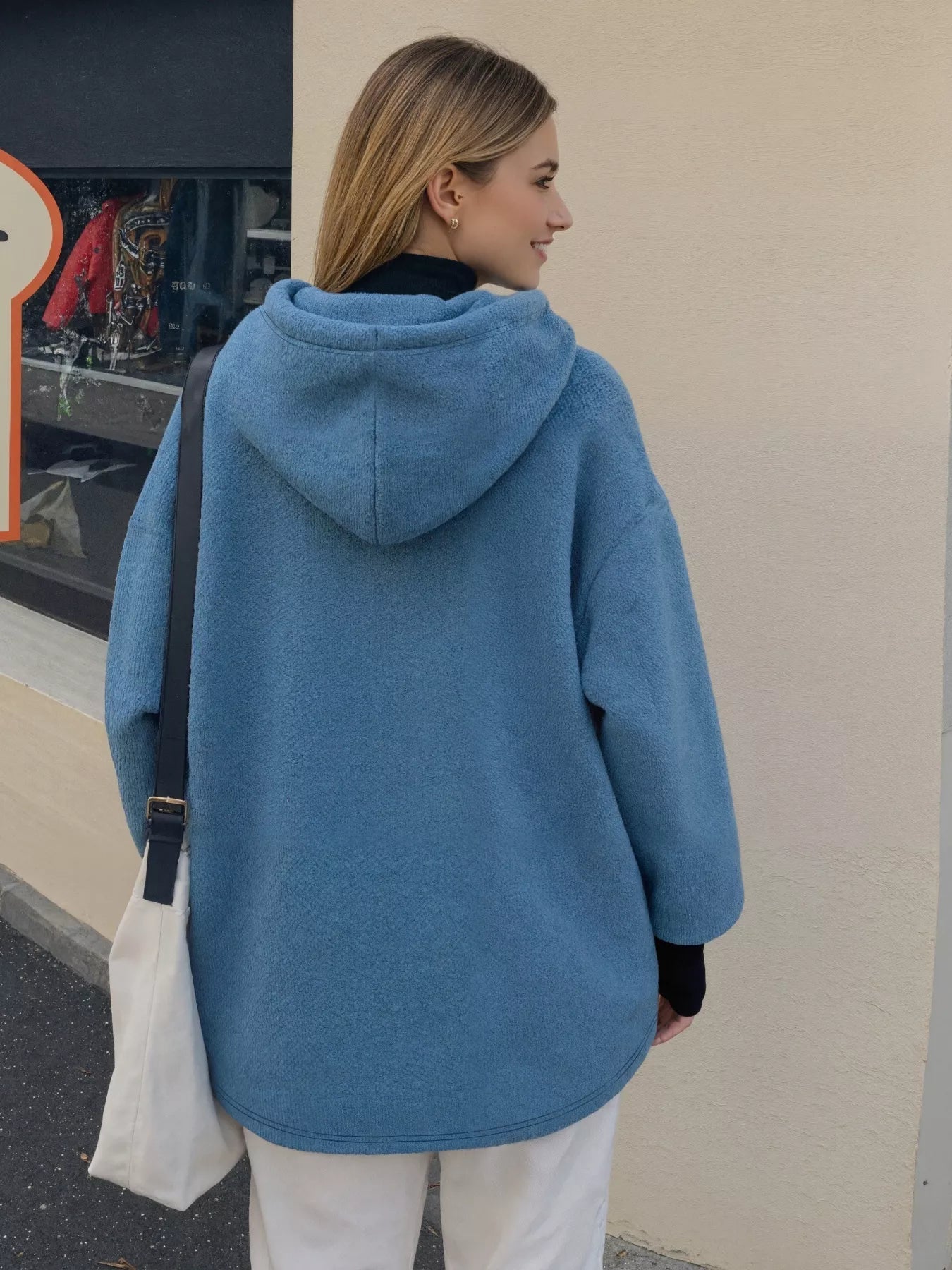 Drawstring Sherpa Kangaroo Pocket Hoodie - Casual Fit Clothes