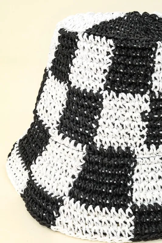 Fame Checkered Pattern Knit Bucket Hat - Casual Fit Clothes