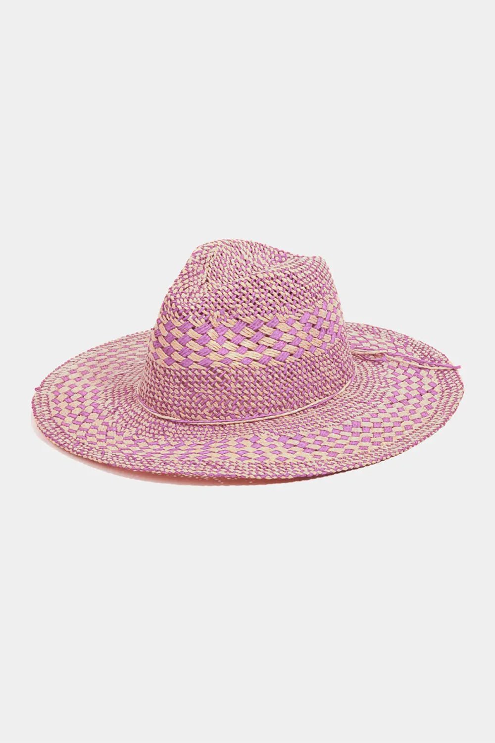 Fame Checkered Straw Weave Sun Hat - Casual Fit Clothes