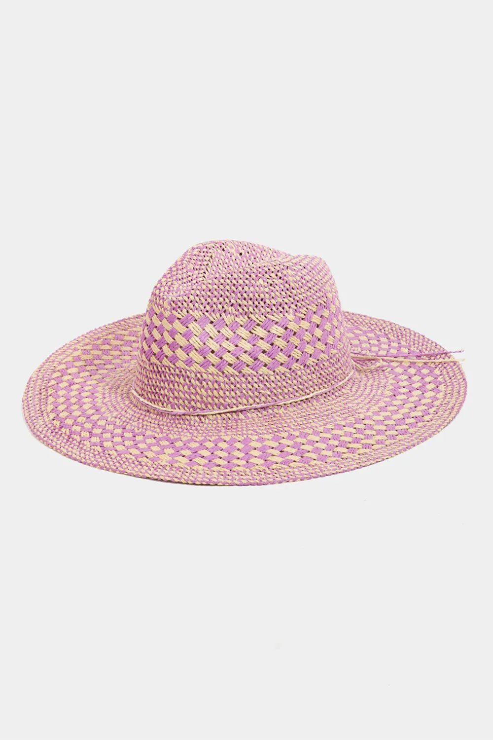 Fame Checkered Straw Weave Sun Hat - Casual Fit Clothes
