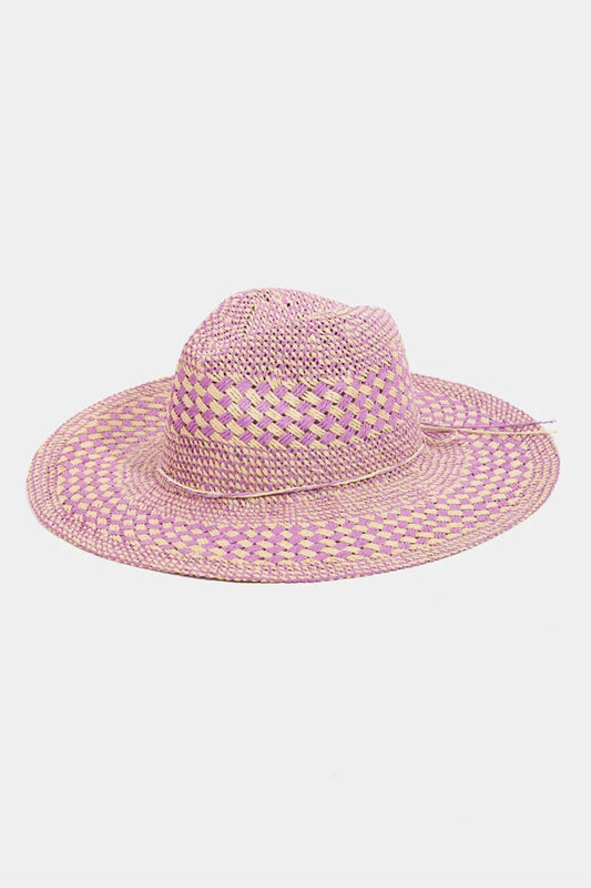 Fame Checkered Straw Weave Sun Hat - Casual Fit Clothes