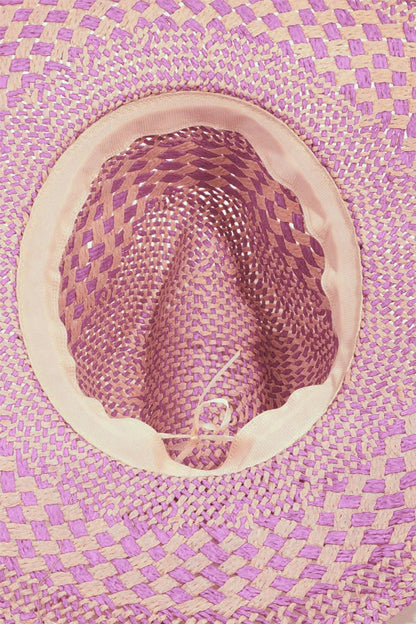 Fame Checkered Straw Weave Sun Hat - Casual Fit Clothes