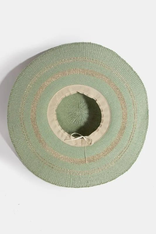 Fame Metallic Accent Trim Floppy Sun Hat - Casual Fit Clothes
