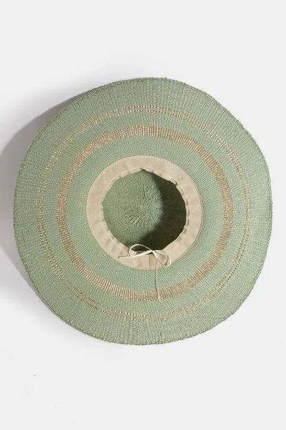 Fame Metallic Accent Trim Floppy Sun Hat - Casual Fit Clothes