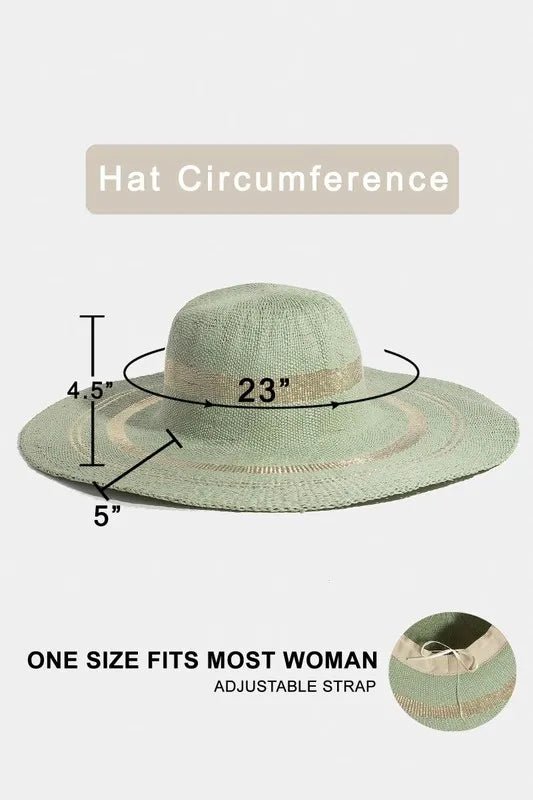Fame Metallic Accent Trim Floppy Sun Hat - Casual Fit Clothes