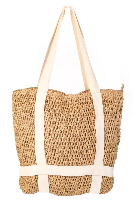 Fame Straw Braided Hat Carrier Tote Bag - Casual Fit Clothes
