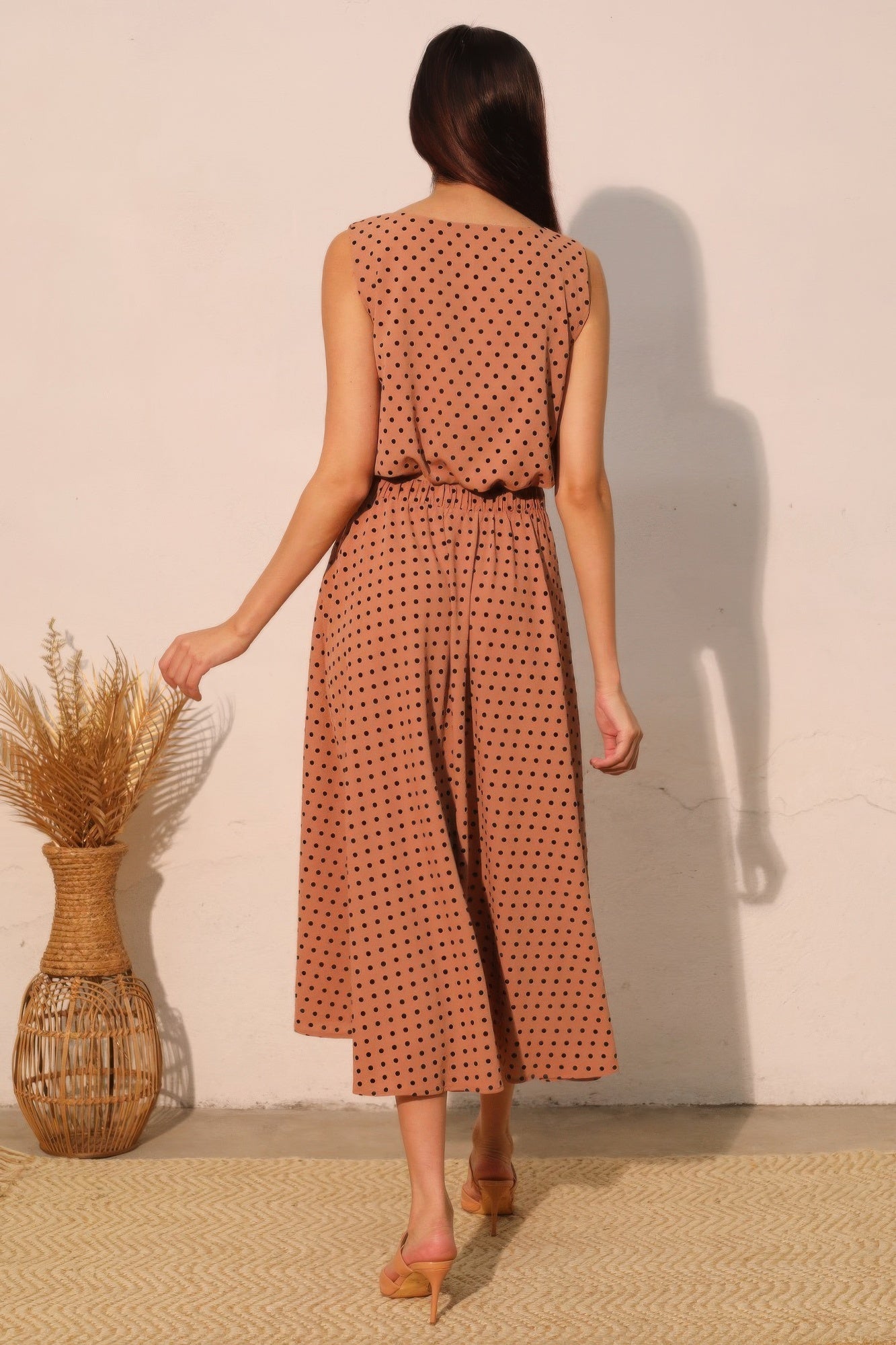 Flocked Polka Dot Bubble Crop Top - Casual Fit Clothes