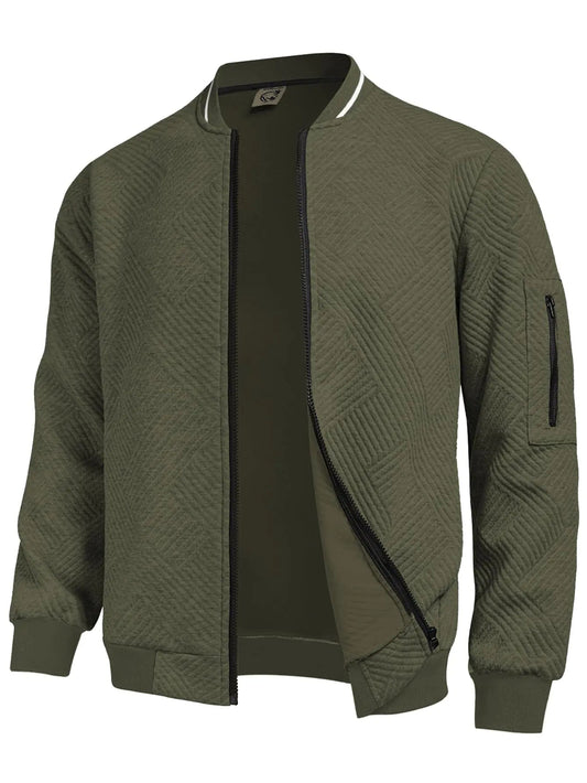 Hardaddy Mens Lightweight Jackets Bomber Jacket Textured Casual Varsity Jacket Coat Green 3XL - Casual Fit Clothes