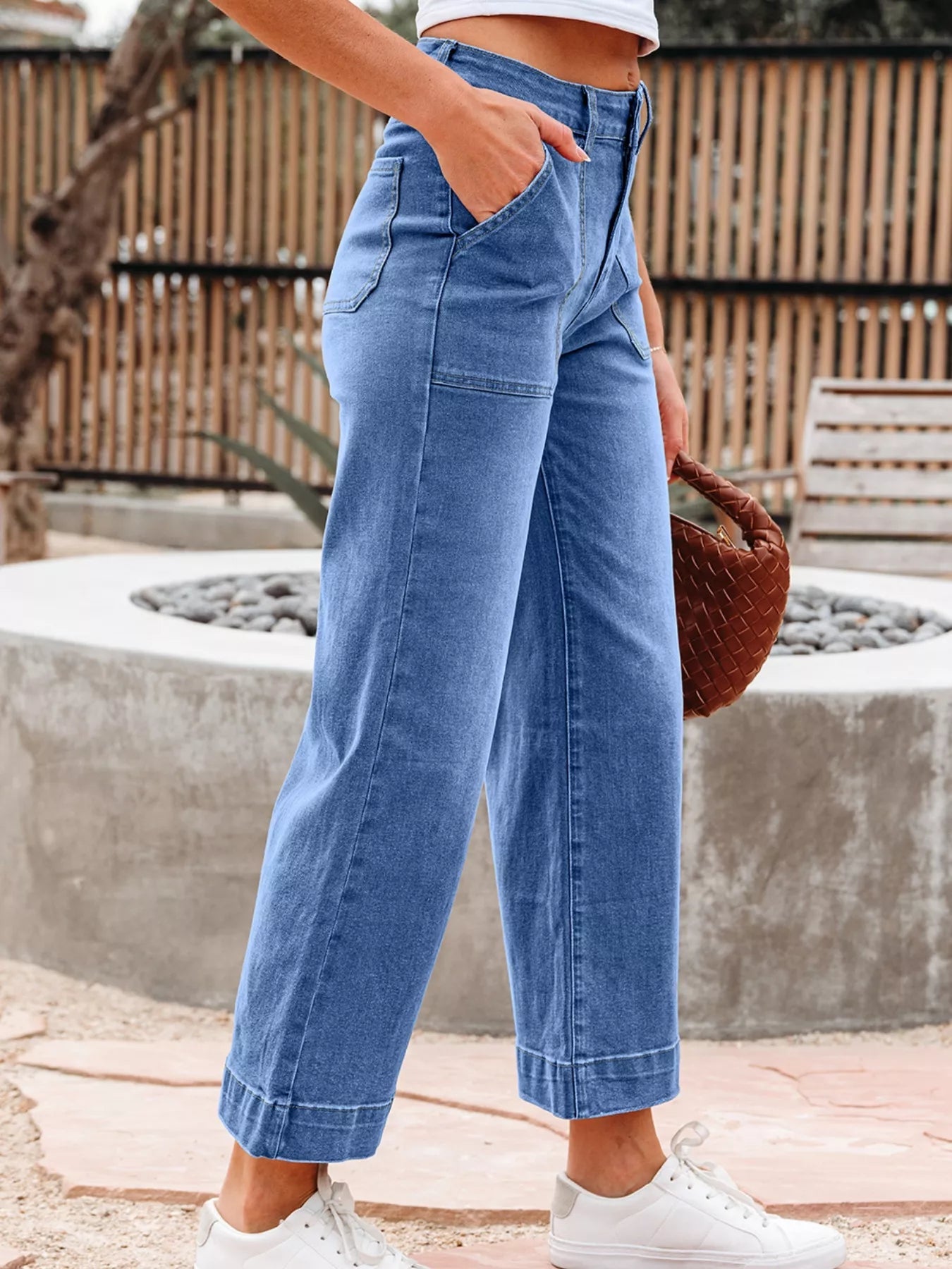 High - Waisted Wide Leg Flare Jeans - Casual Fit Clothes