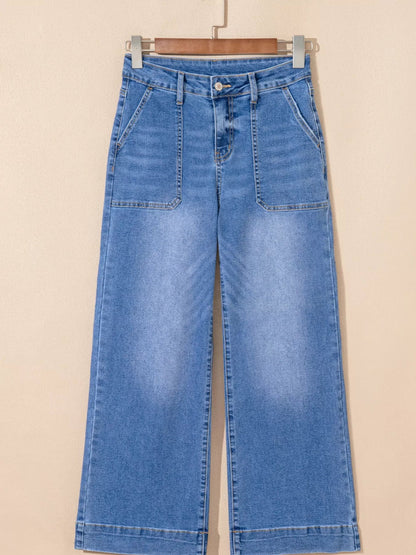High - Waisted Wide Leg Flare Jeans - Casual Fit Clothes