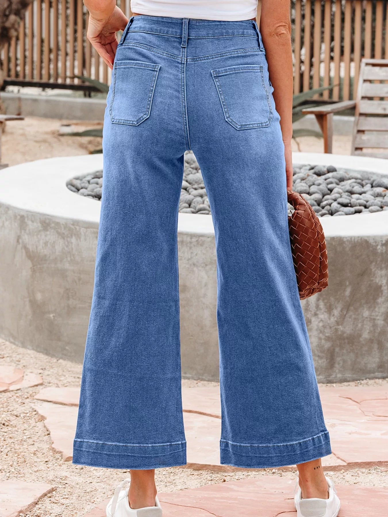 High - Waisted Wide Leg Flare Jeans - Casual Fit Clothes