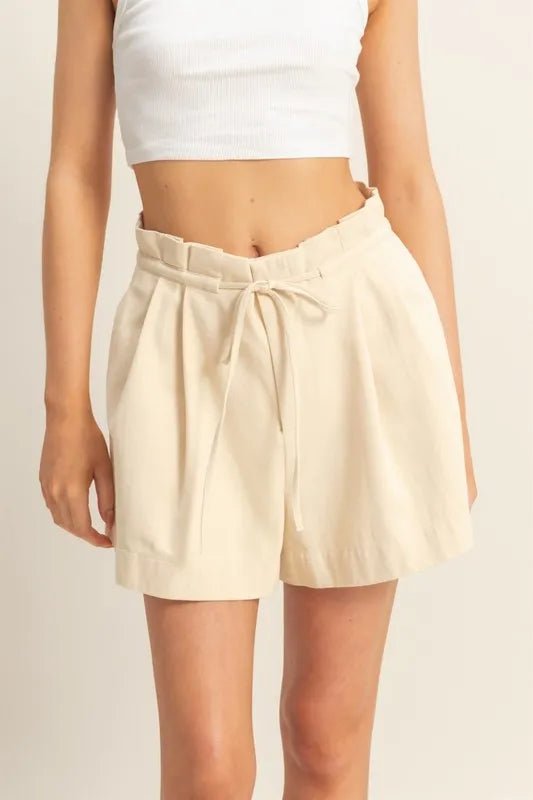 HYFVE High - Waisted Washed Twill Paperbag Shorts - Casual Fit Clothes