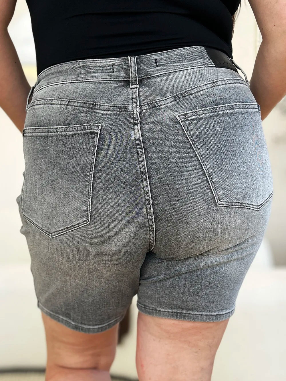 Judy Blue Full Size High Waist Washed Denim Shorts - Casual Fit Clothes