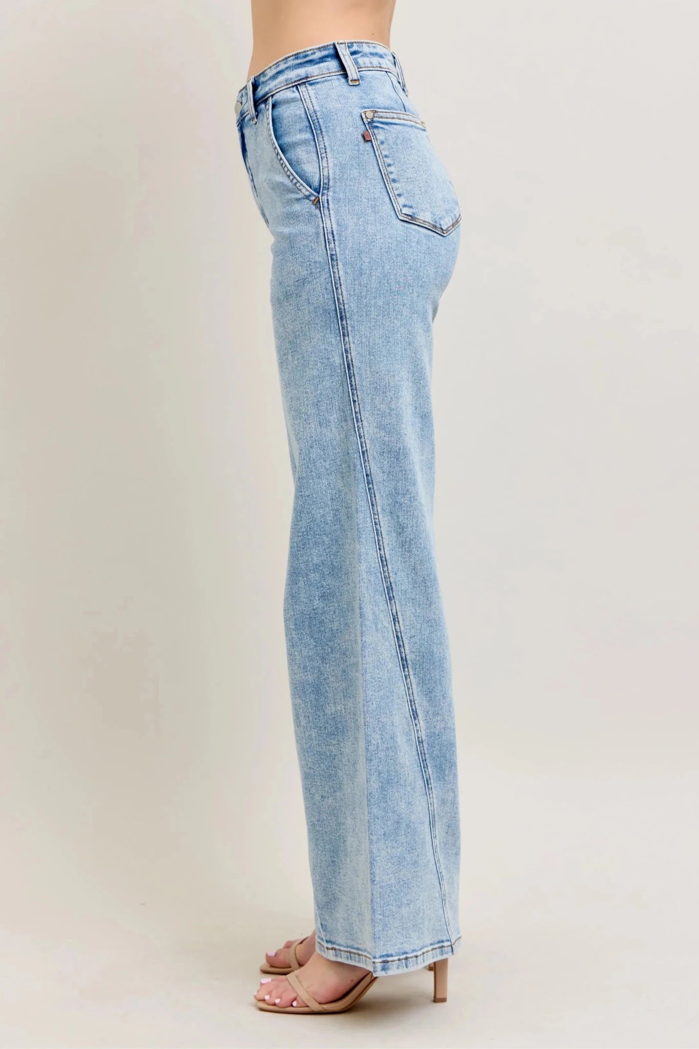 Judy Blue Full Size High Waist Wide Leg Jeans with Skewed Inseam Plus Size - Casual Fit Clothes