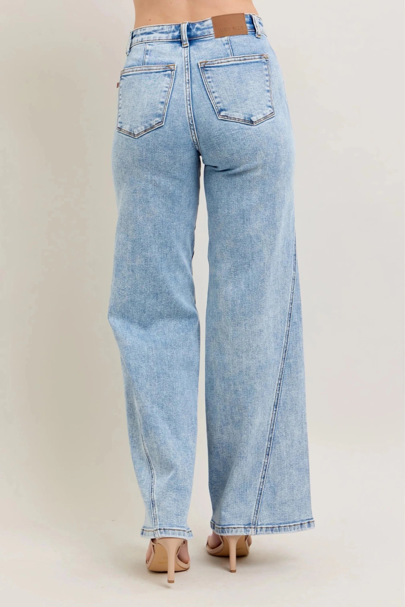 Judy Blue Full Size High Waist Wide Leg Jeans with Skewed Inseam Plus Size - Casual Fit Clothes