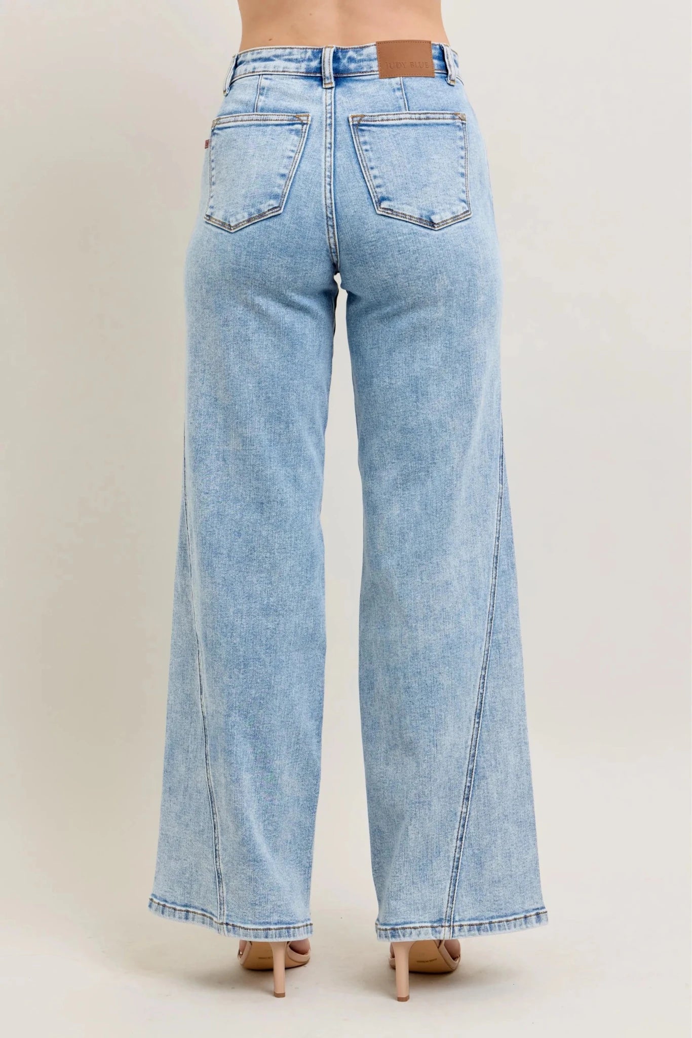 Judy Blue Full Size High Waist Wide Leg Jeans with Skewed Inseam Plus Size - Casual Fit Clothes