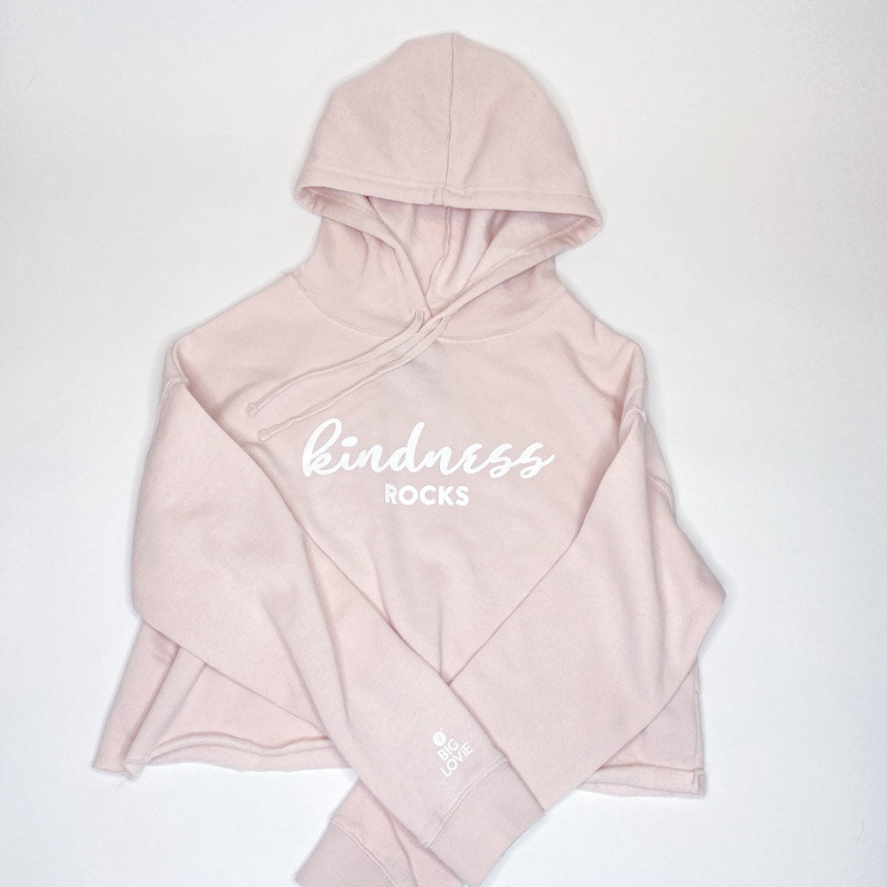 KINDNESS ROCKS HOODIE CROP SWEATSHIRT | PINK BLUSH - Casual Fit Clothes