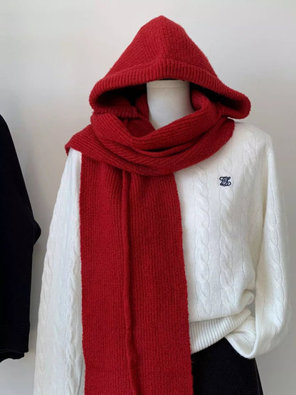 Knitted Solid Color Scarf Hat - Casual Fit Clothes