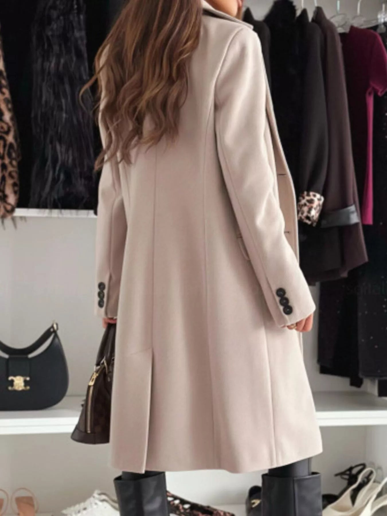 Lapel Collar Long Sleeve Coat - Casual Fit Clothes