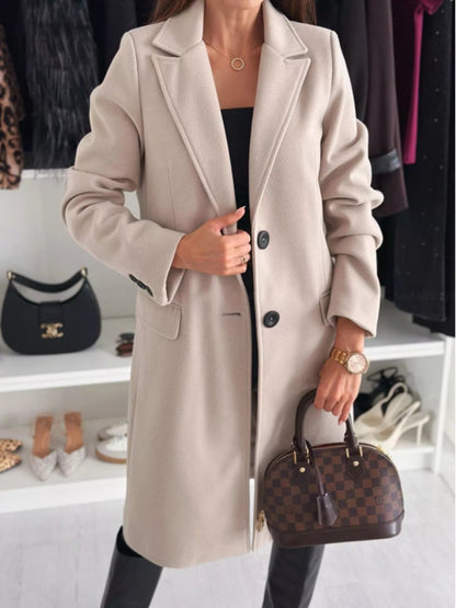 Lapel Collar Long Sleeve Coat - Casual Fit Clothes