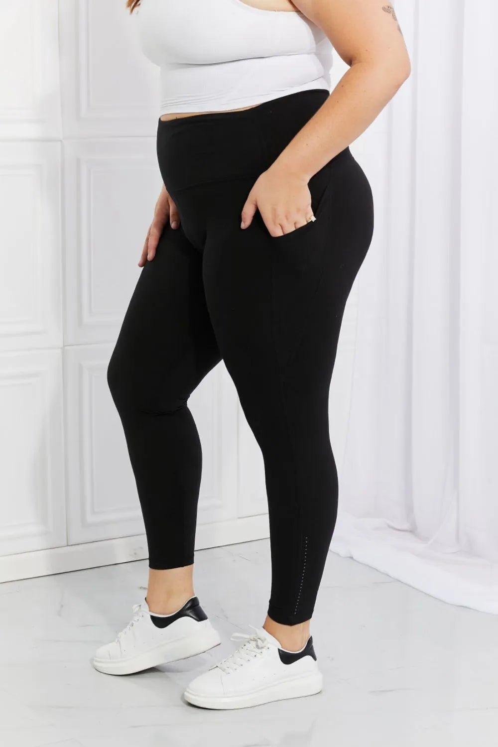 Leggings Depot Full Size Strengthen and Lengthen Reflective Dot Active Leggings - Casual Fit Clothes
