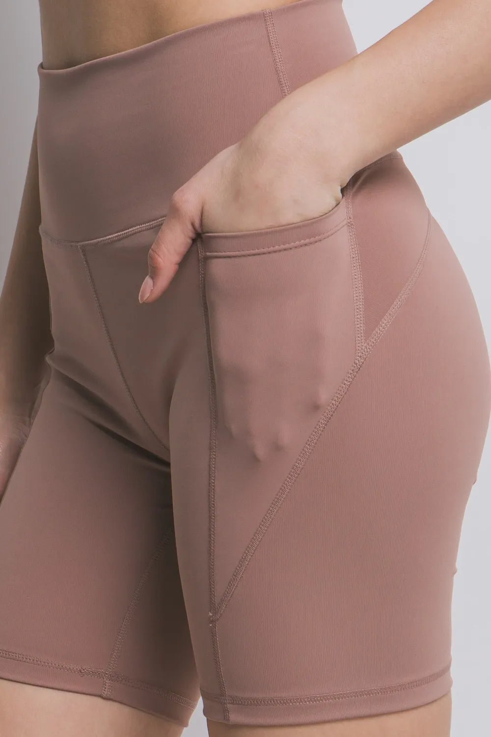 Love Tree High Waist Seam Detail Active Shorts - Casual Fit Clothes