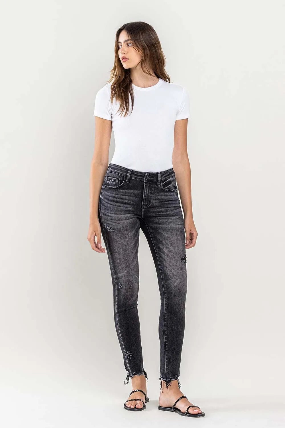 Lovervet Raw Hem Cropped Skinny Jeans - Casual Fit Clothes