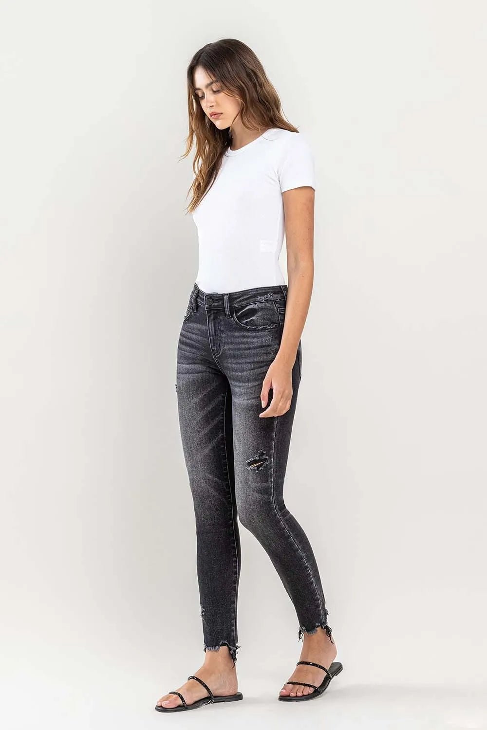 Lovervet Raw Hem Cropped Skinny Jeans - Casual Fit Clothes